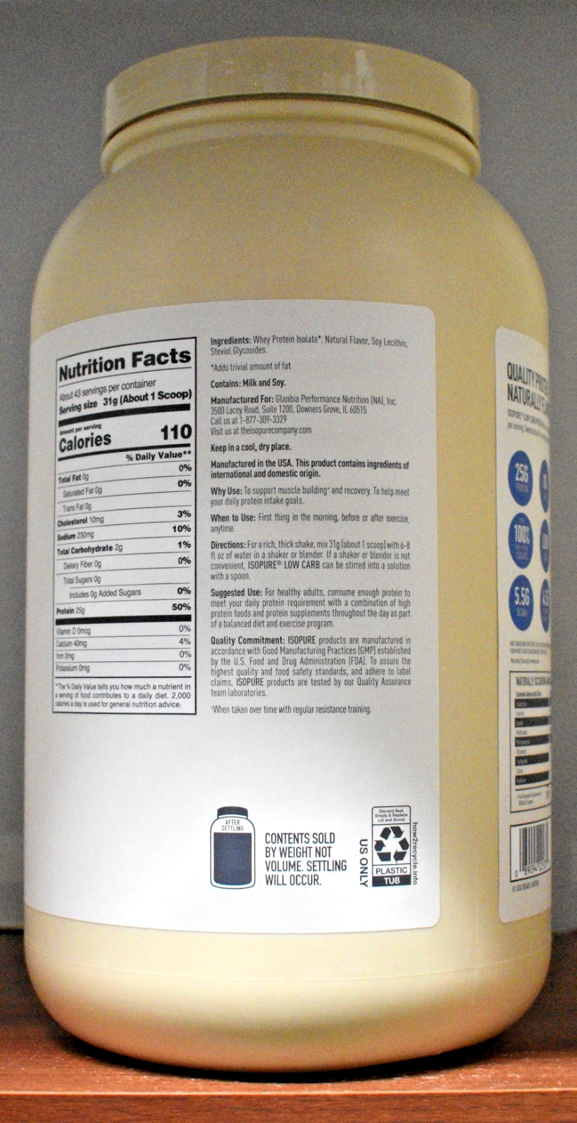 Isopure Vanilla Low Carb Protein Naturally Sweetened Powder 3 lb (1.36 kg)