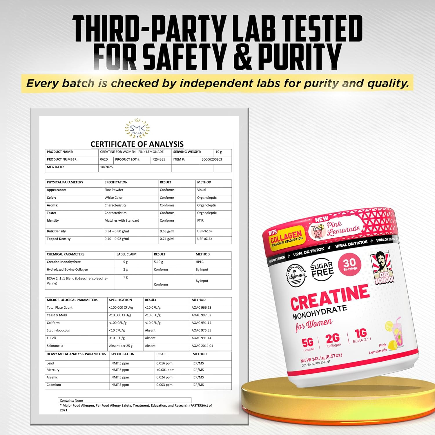 Creatine for Women–Post-Workout Supplement with 5000Mg Creatine Monohydrate Powd