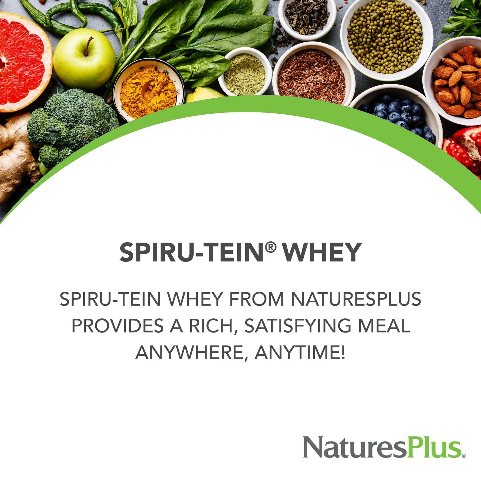 NaturesPlus SPIRU-TEIN WHEY Shake Vanilla 1.05lb Whey Protein Powder Spirulina V