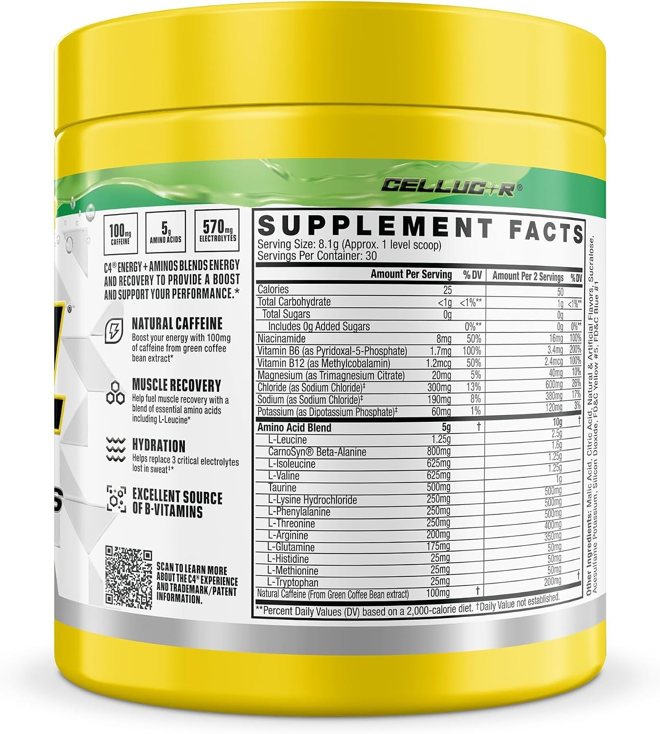 Energy and Aminos Powder 5g BCAAs EAAs Jolly Rancher Green Apple Zero Sugar 3…