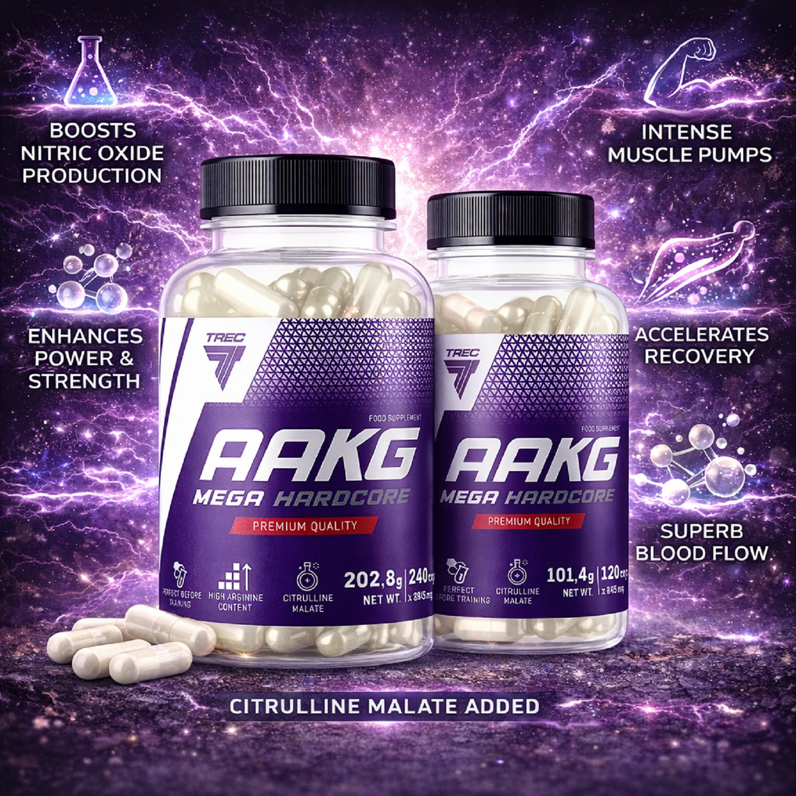 AAKG MEGA HARDCORE – Strong NO Nitric Oxide Booster Arginine & Citruline Malate