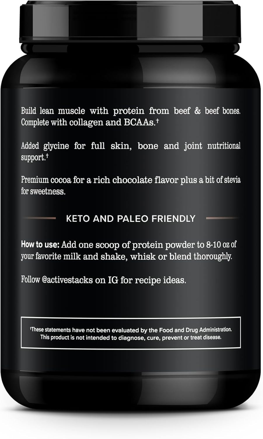 Beef Protein Powder, Chocolate – Dairy Free, 22G Protein, Just 4 Ingredients – H