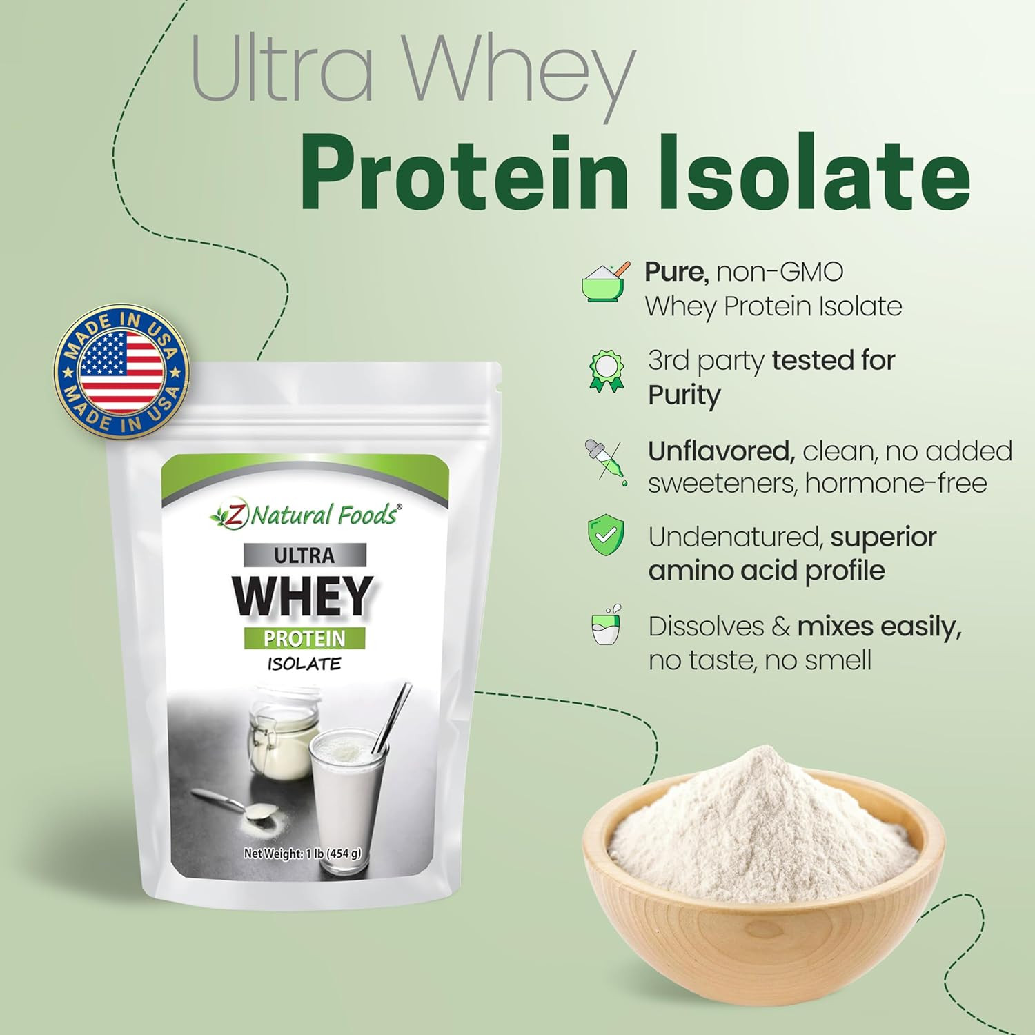 Ultra Whey Protein Isolate Powder – Pure, Unflavored, Unsweetened Whey Protein P