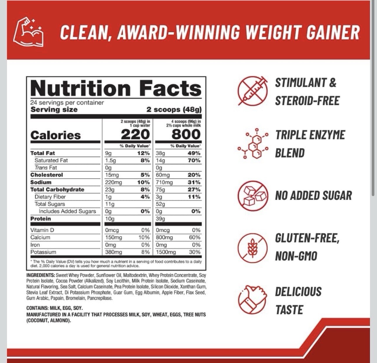 Naturade Weight Gain Nutrition Drink Mix 40.6 Oz Chocolate Flavor