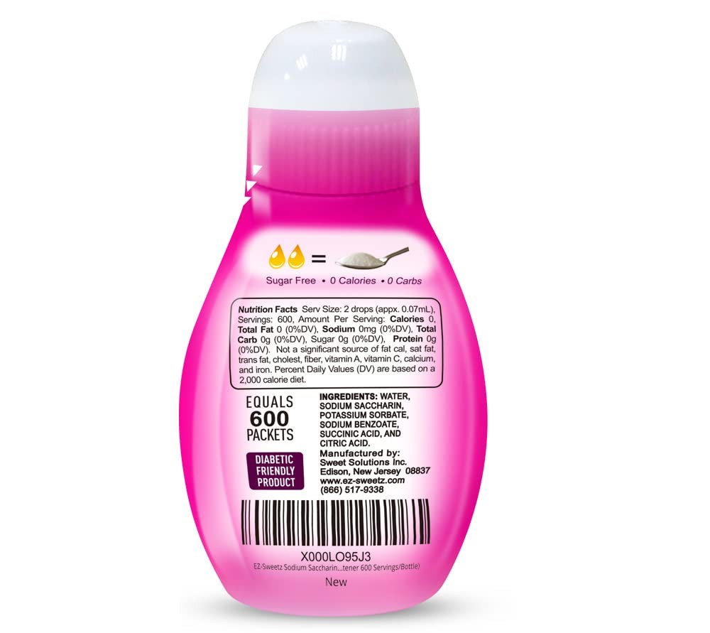 EZ-Sweetz Sodium Saccharin (2 Pack 1.42oz – Liquid Sweetener 600 Servings/Bot…