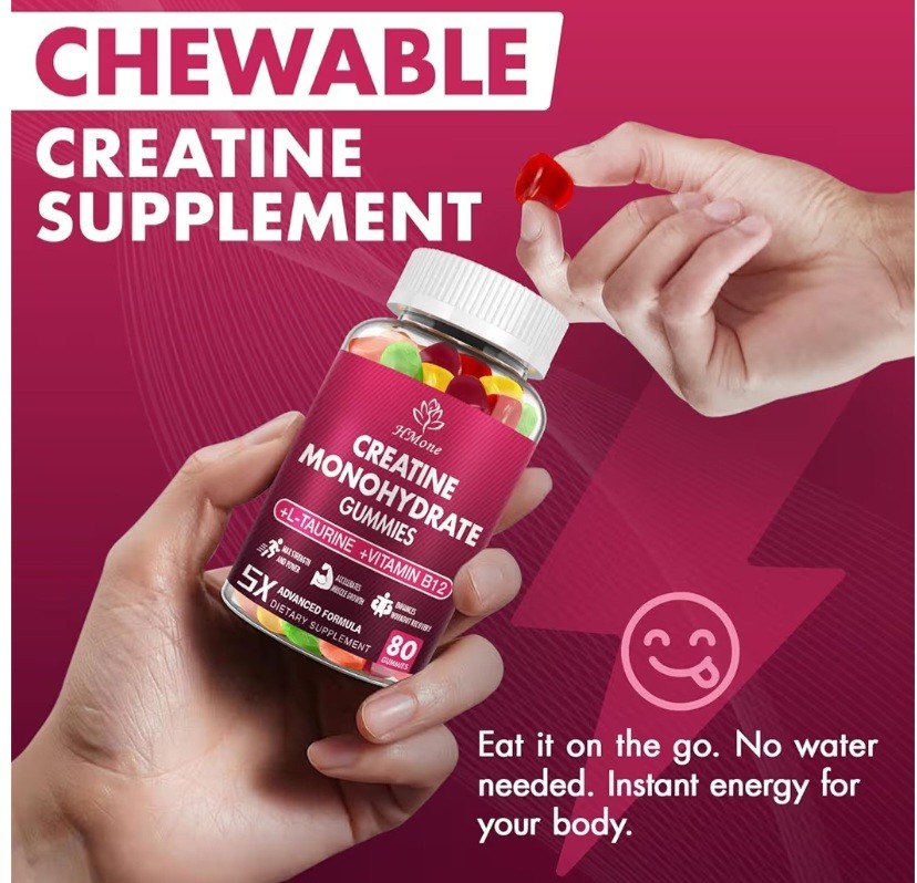 Creatine Monohydrate Gummies – 5g for Men & Women, 160 Count and Creatine Chewab