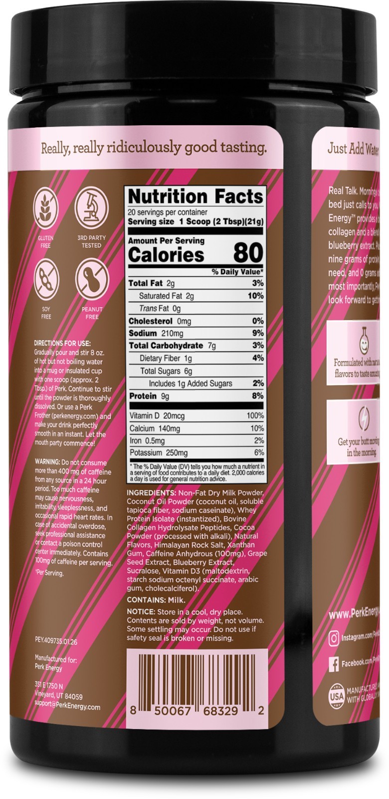 Perk Energy Drink Mix (Mint Chocolate Truffle) 20 Servings – Coffee Alternative