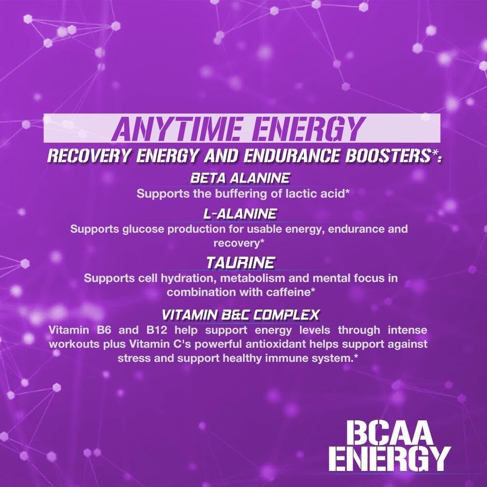 EVL BCAA Energy Amazing Grape 30 Servings Preworkout Powder Amino Acids