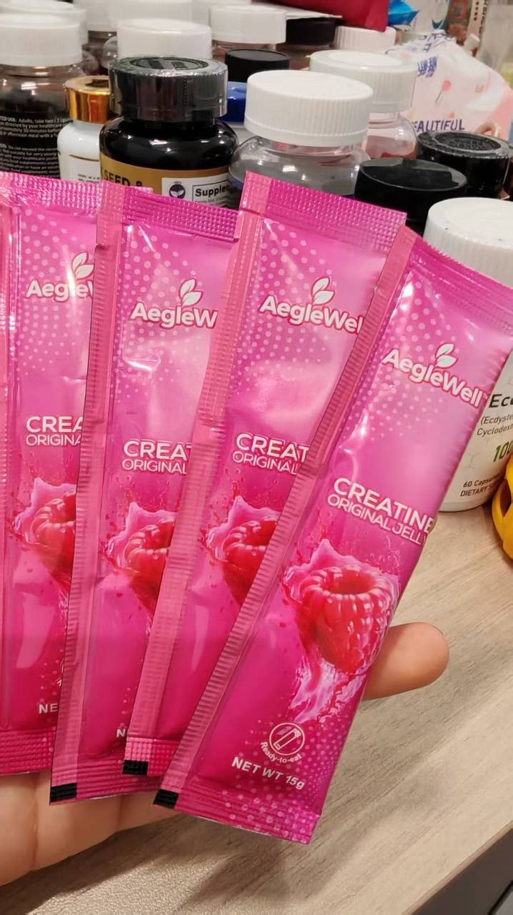 Creatine Jelly 5g Monohydrate Raspberry Muscle Strength Workout Energy Ready2eat