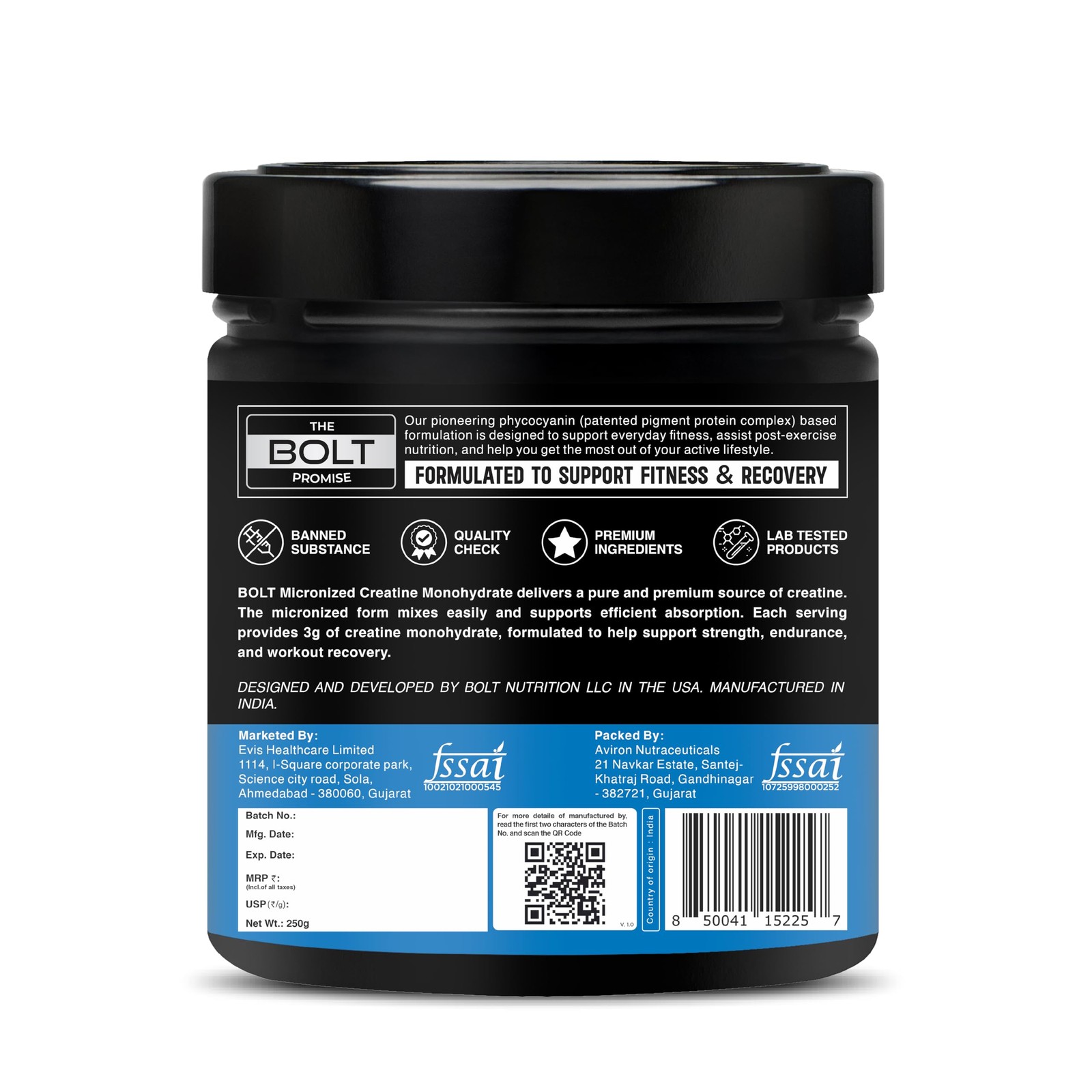 Bolt Creatine Monohydrate 250g | 83 Servings | Unflavoured