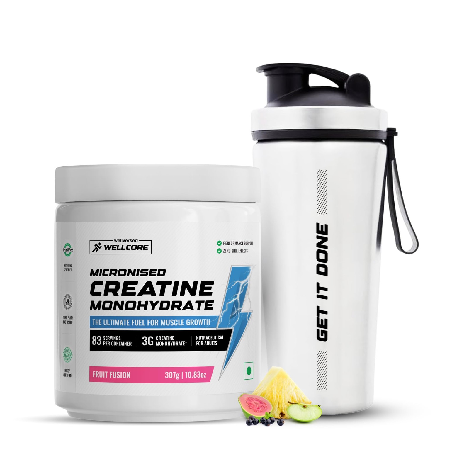 Wellcore Creatine Monohydrate Powder Fruit Fusion 83 Servings 307g