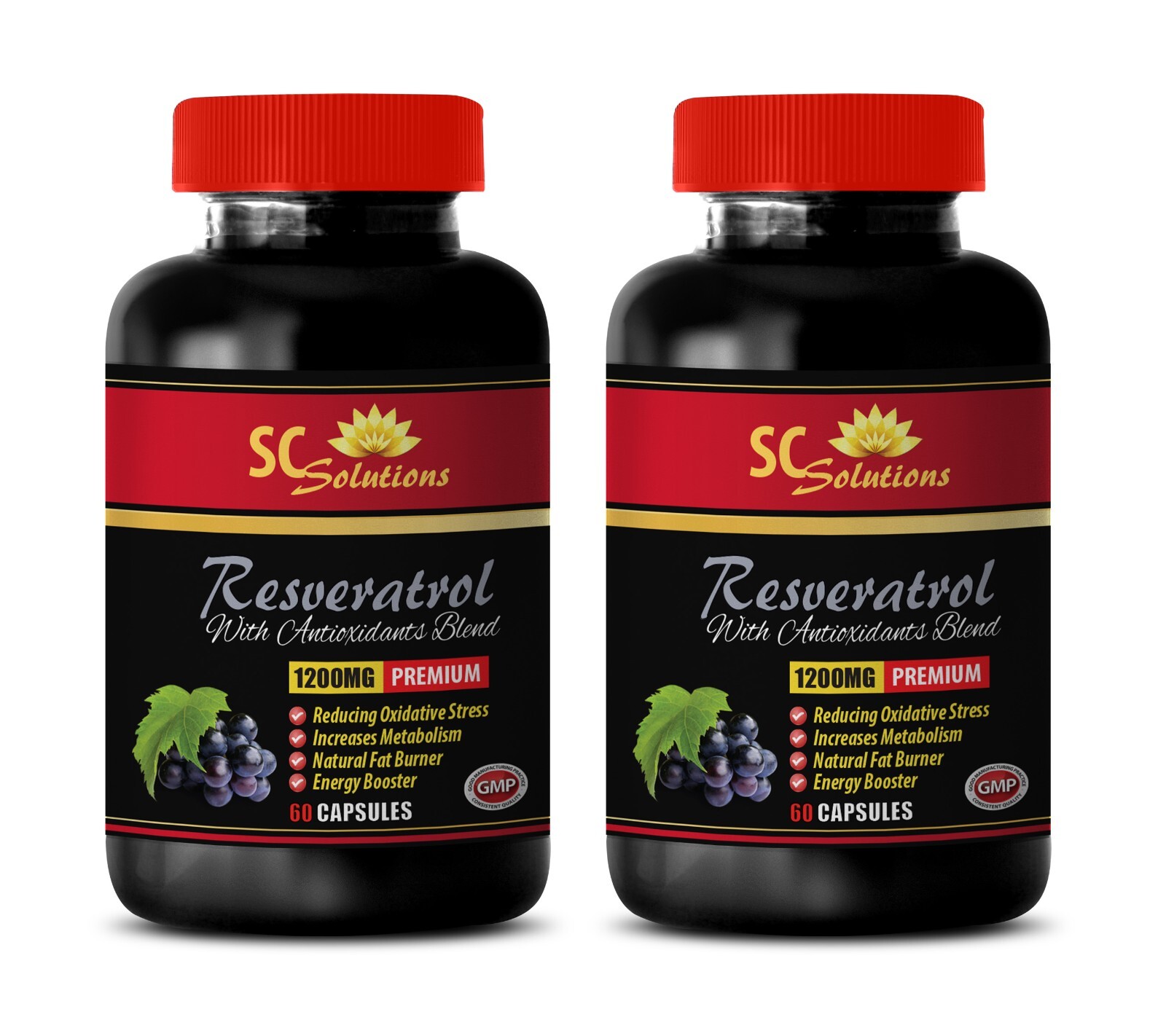 grape seed extract – PURE RESVERATROL 1200MG – antioxidant supplement – 2Bottles