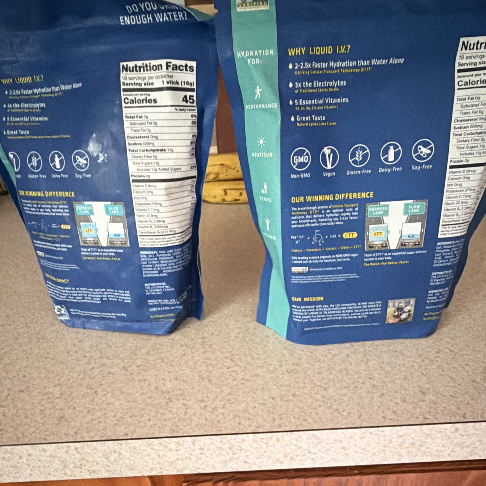 2 bags Liquid I.V. Hydration Multiplier Electrolyte Powder Lemon Lime 32 Sticks