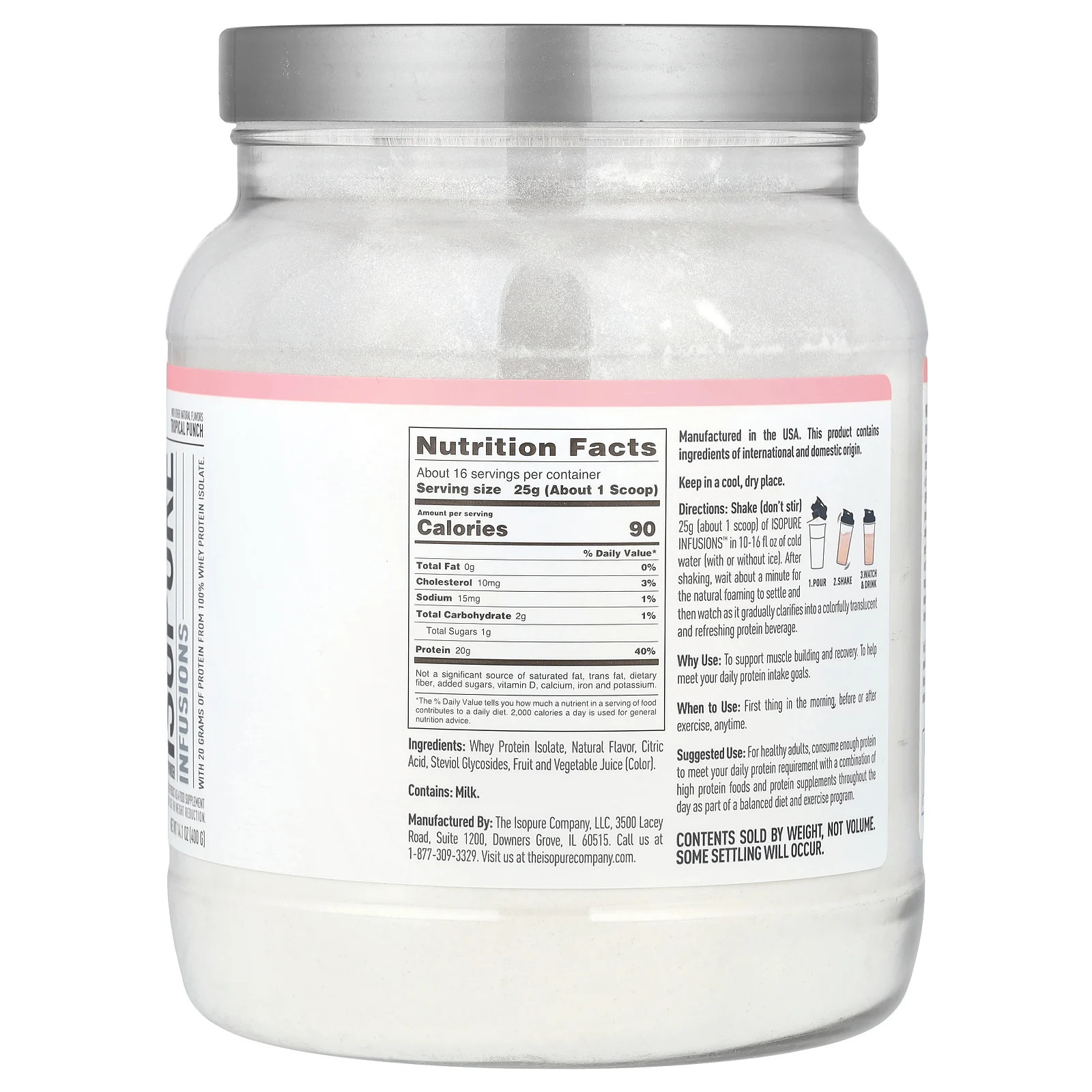 Infusions Protein Powder, Tropical Punch, 14.1 oz (400 g)