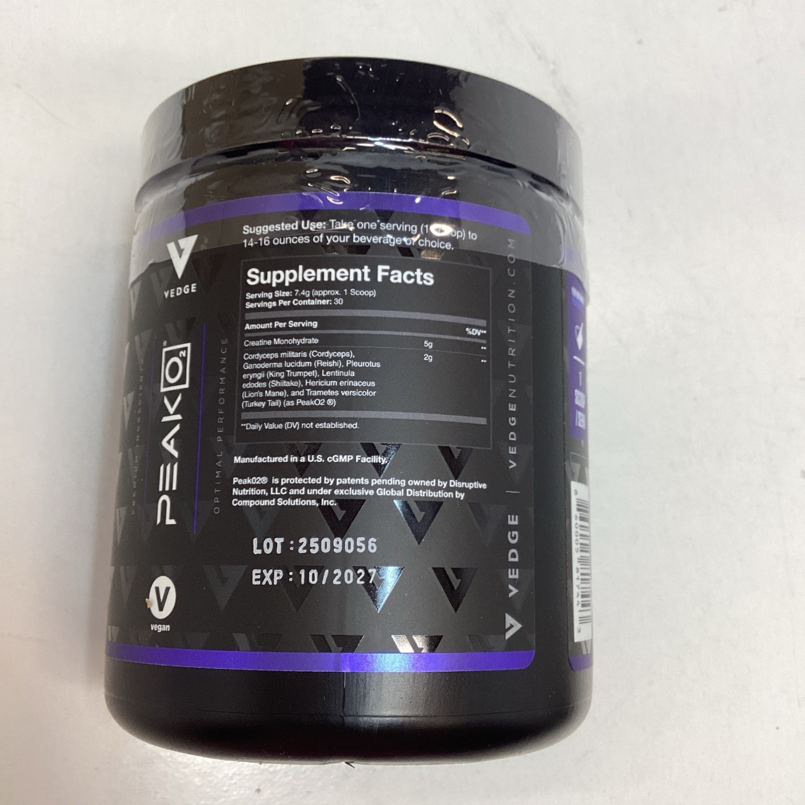 2x Vedge Nutrition Creatine + 30 Servings Monohydrate Powder Exp 10/2027