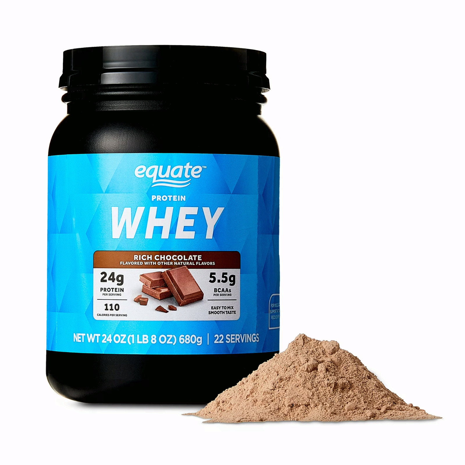 2P Equate Whey Protein Powder, Rich Chocolate, 24 oz