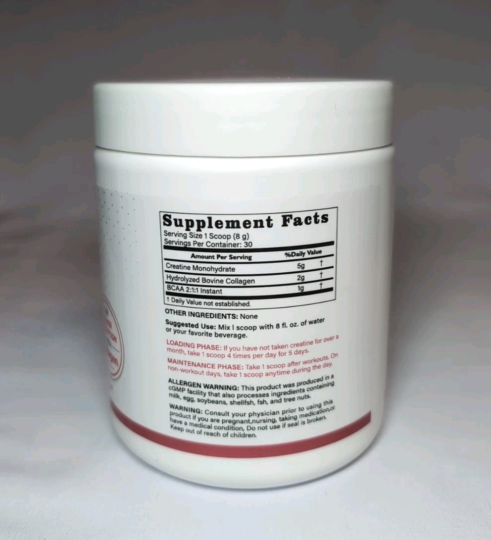 5g Creatine Monohydrate Powder for Women Booty Gain +2000mg Collagen +1g BCAA