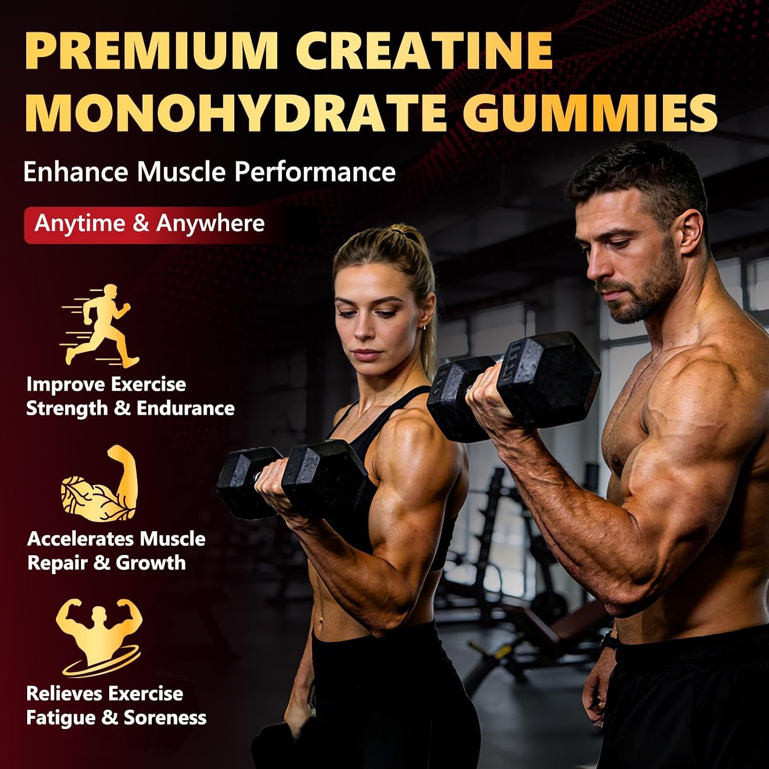Creatine Monohydrate Gummies 6000mg for Men & Women, Sugar Free Creatine Gummy f