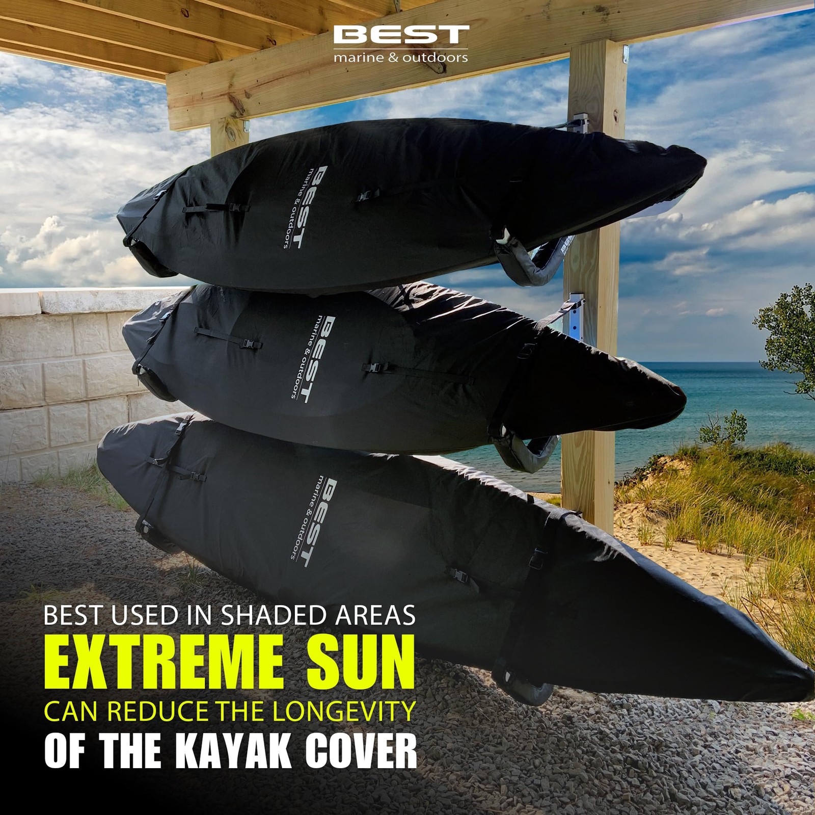 Best Marine and Outdoors Kayak Cover, Extra Thick 600D, Indoor Outdoor Storage,