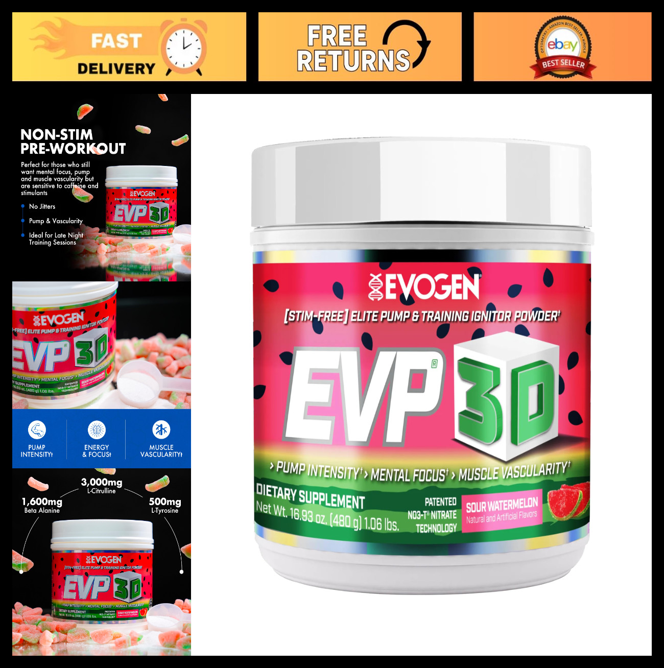 Stim-Free Pre Workout Powder | Sugar-Free Energy & Pump | Beta Alanine & Creatin