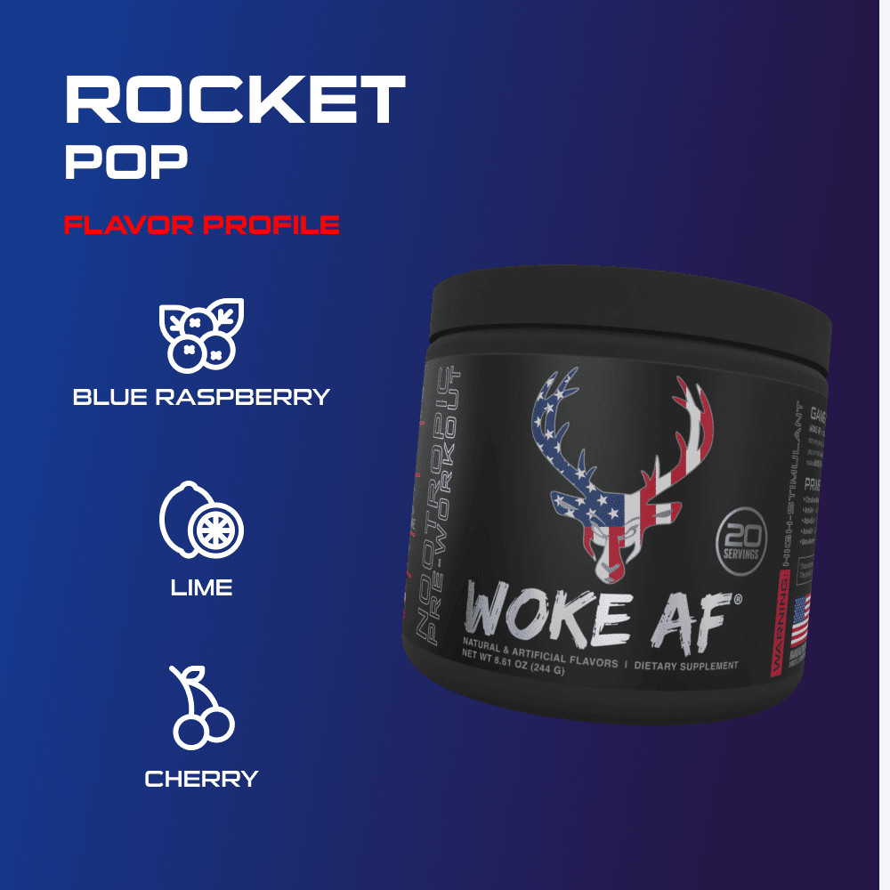 Bucked Up Woke AF Pre-Workout Powder, Increased Energy, Miami, 333mg Caffeine