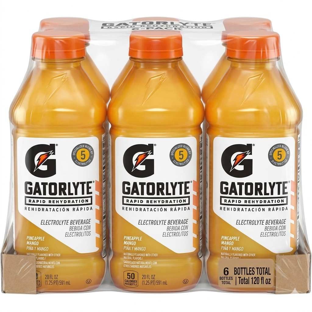 Gatorlyte Pineapple Mango 20oz 6 Pack Rapid Rehydration Electrolyte