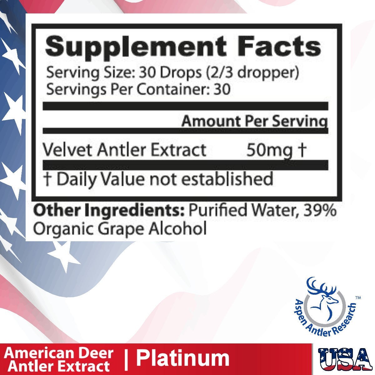 Deer Antler Velvet Extract IGF-1 Platinum 50mg 100% American Antler Velvet!