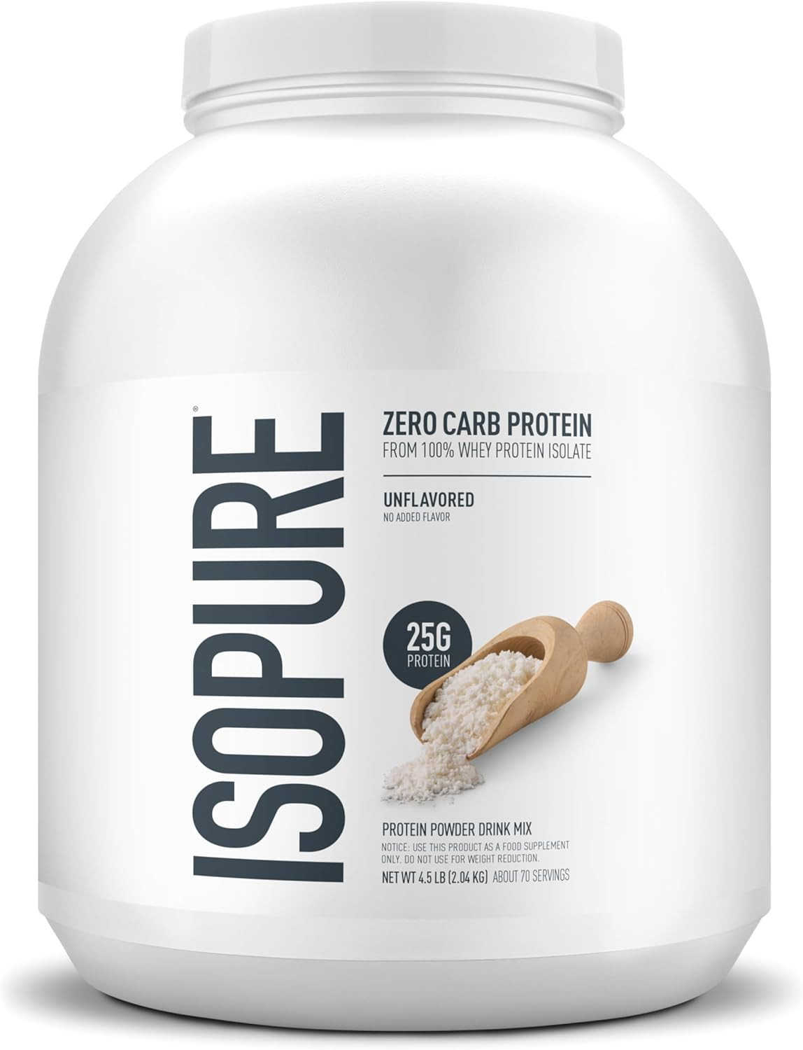 Zero Carb 100% Whey Protein Isolate – Unflavored (4.5 Lbs. /70 Servings)