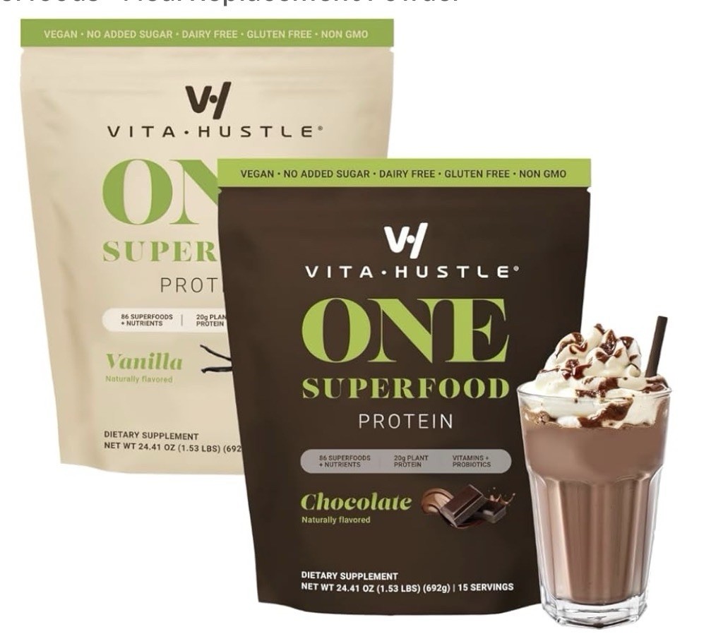 VitaHustle Plant-Based Protein Powder Chocolate & Vanilla Vegan 24.41 ozTwo bags
