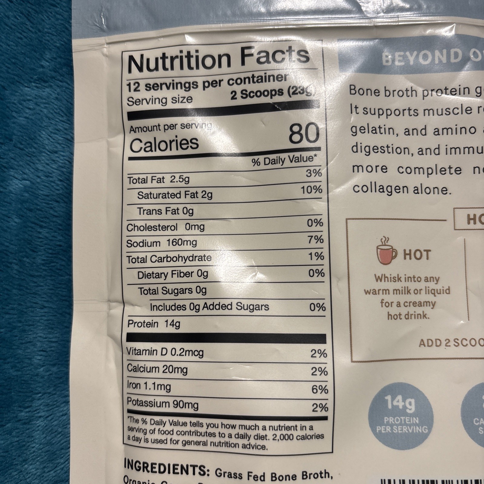 Rae Basics, Bone Broth Protein Mix, Mocha, 14g Protein per, 12 Servings