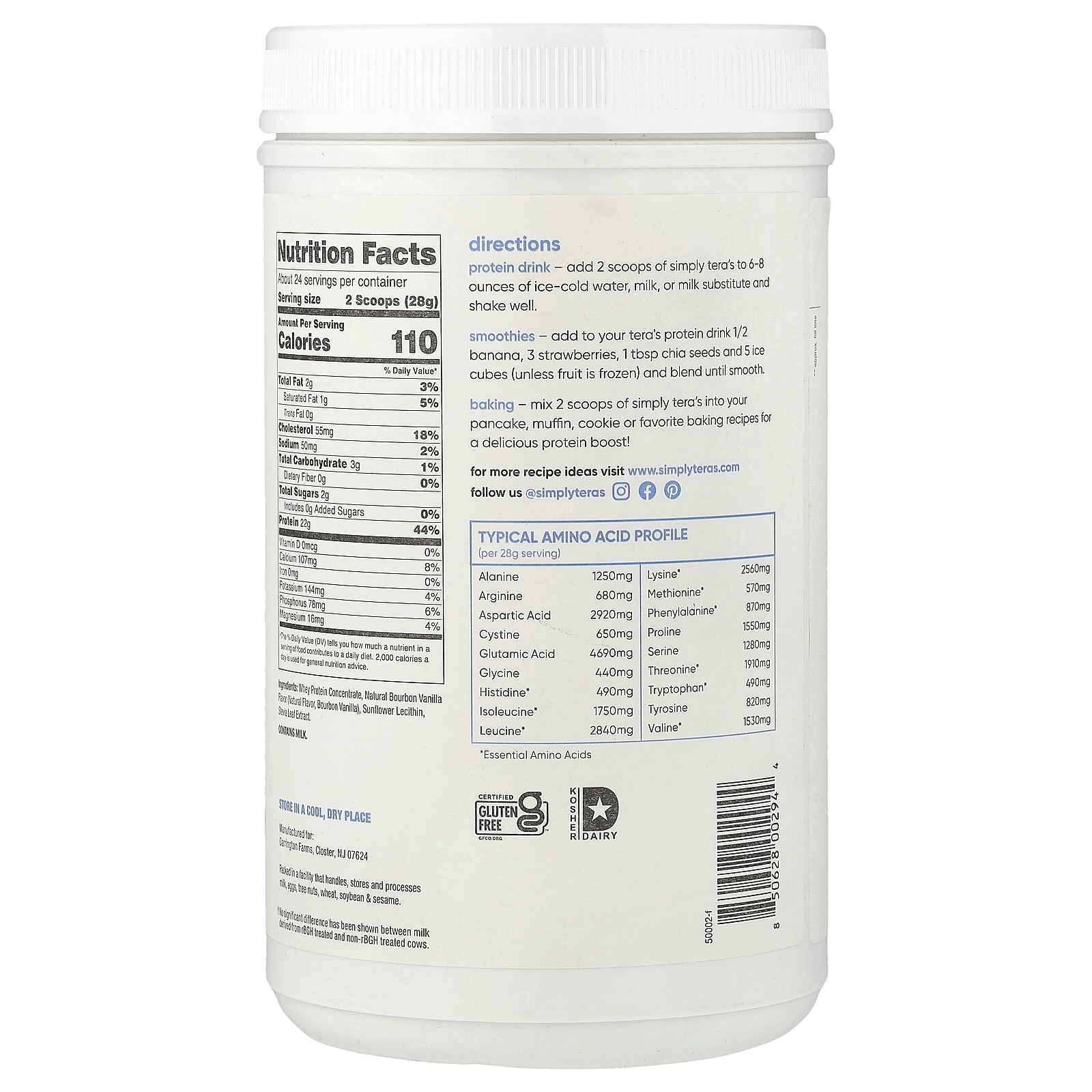 Pure Whey Protein, Bourbon Vanilla, 24 oz (680 g)