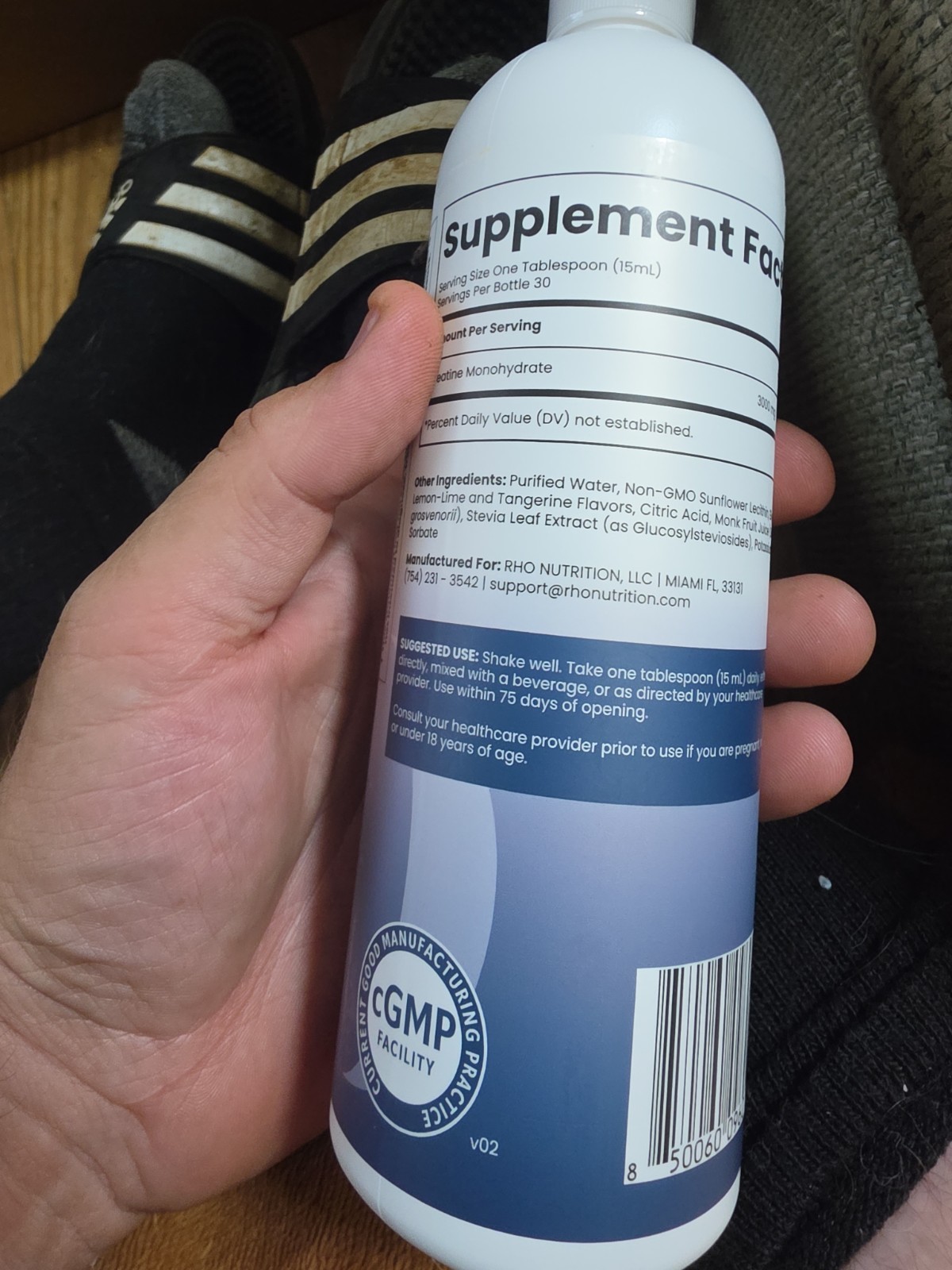 rho nutrition Liposomal Creatine Monohydrate Liquid Tangerine 15 fl oz 450 mL.