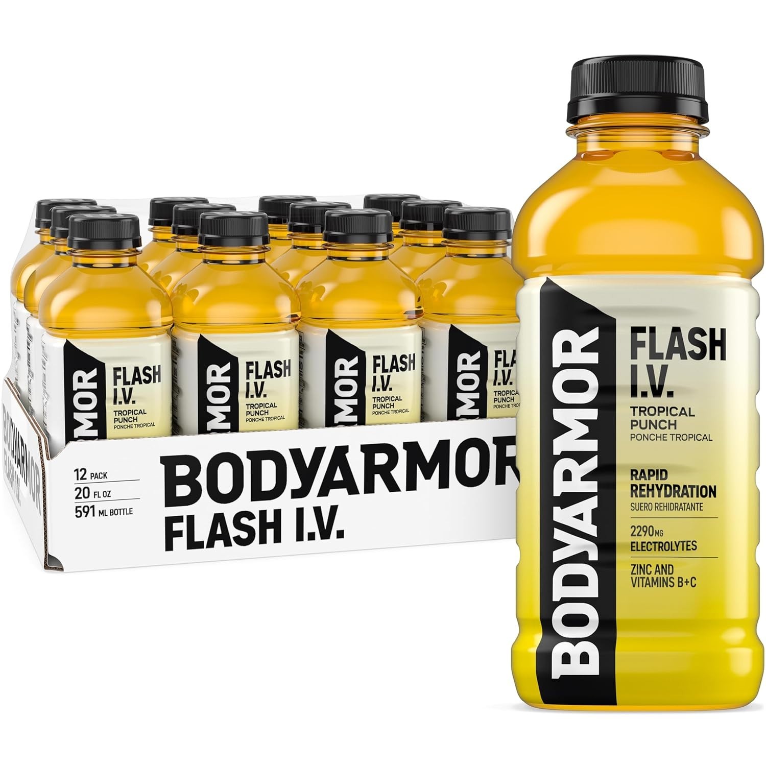 BodyArmor Flash IV Coconut Water Drink Pack of 12 Immunity Hydration 20 Oz