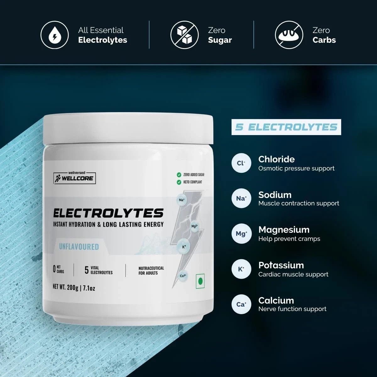 Wellcore Electrolytes Powder 200gm