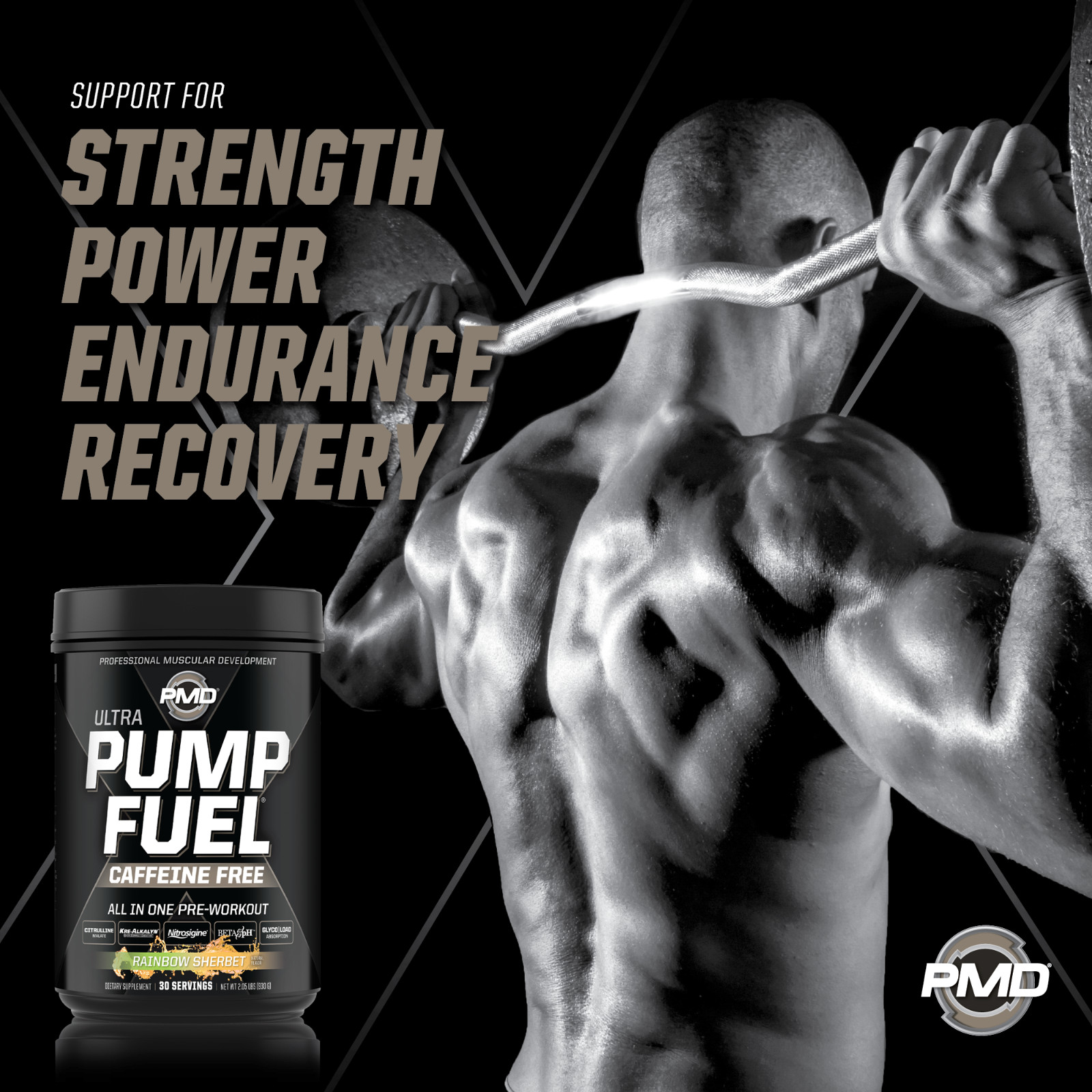 PMD SPORTS PUMP FUEL ULTRA CAFFEINE FREE – ROCKIN RAINBOW SHERBET (30 servings)