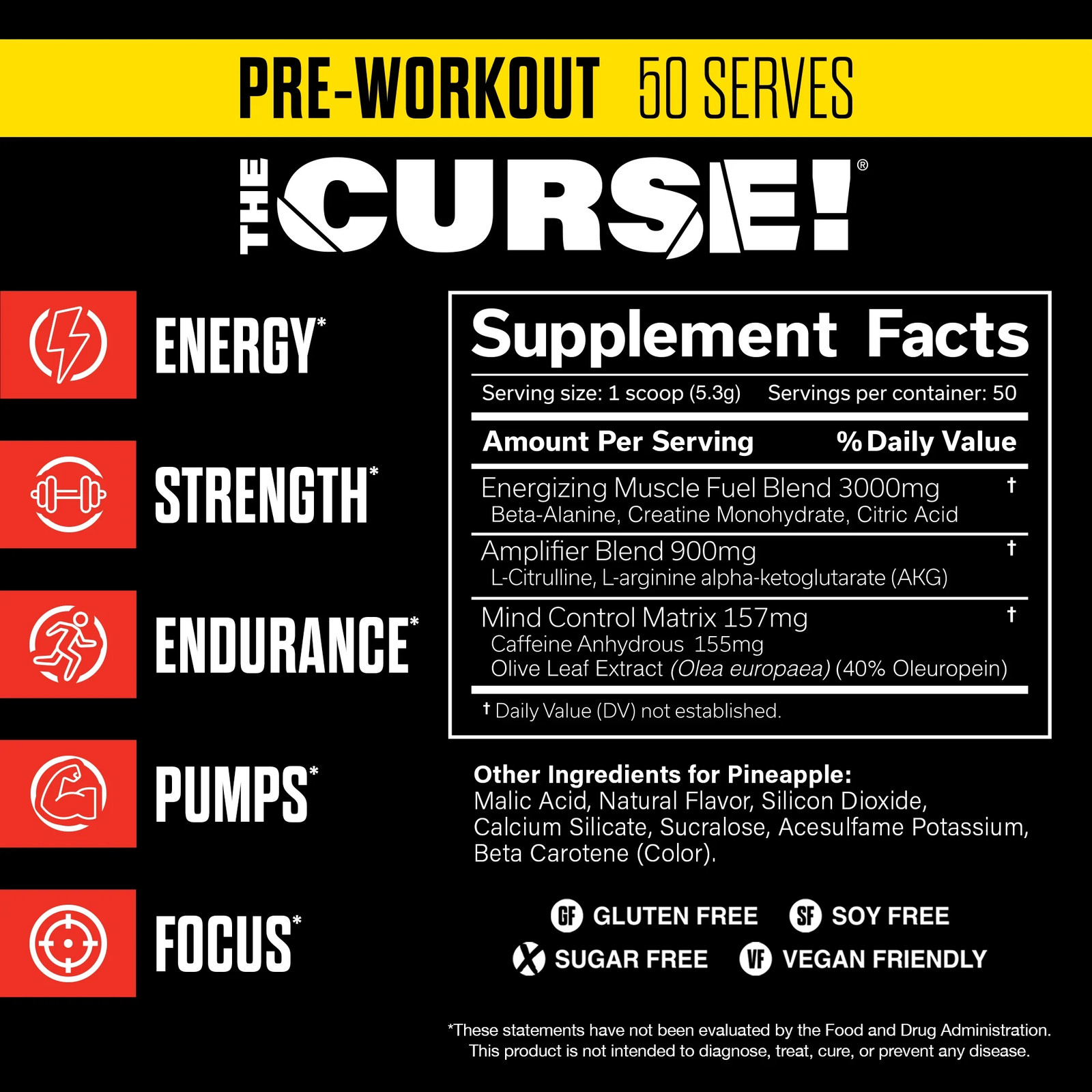 ® the Curse Pre Workout Powder Pineapple Shred Pre Workout Mix for Energy and Fo