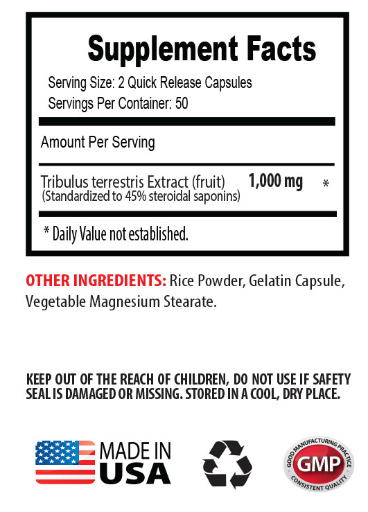 sexual pills – TRIBULUS TERRESTRIS 45% free form testosterone 2 Bottles 200 Caps