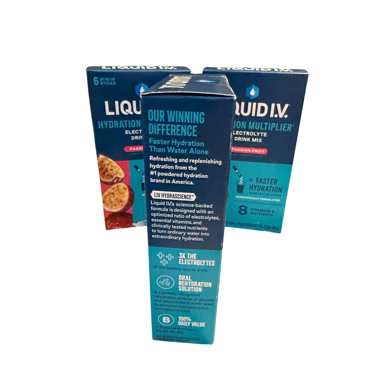 Liquid I.V. Hydration Multiplier 18 Sticks Passion Fruit New 3 Boxes Electrolyte