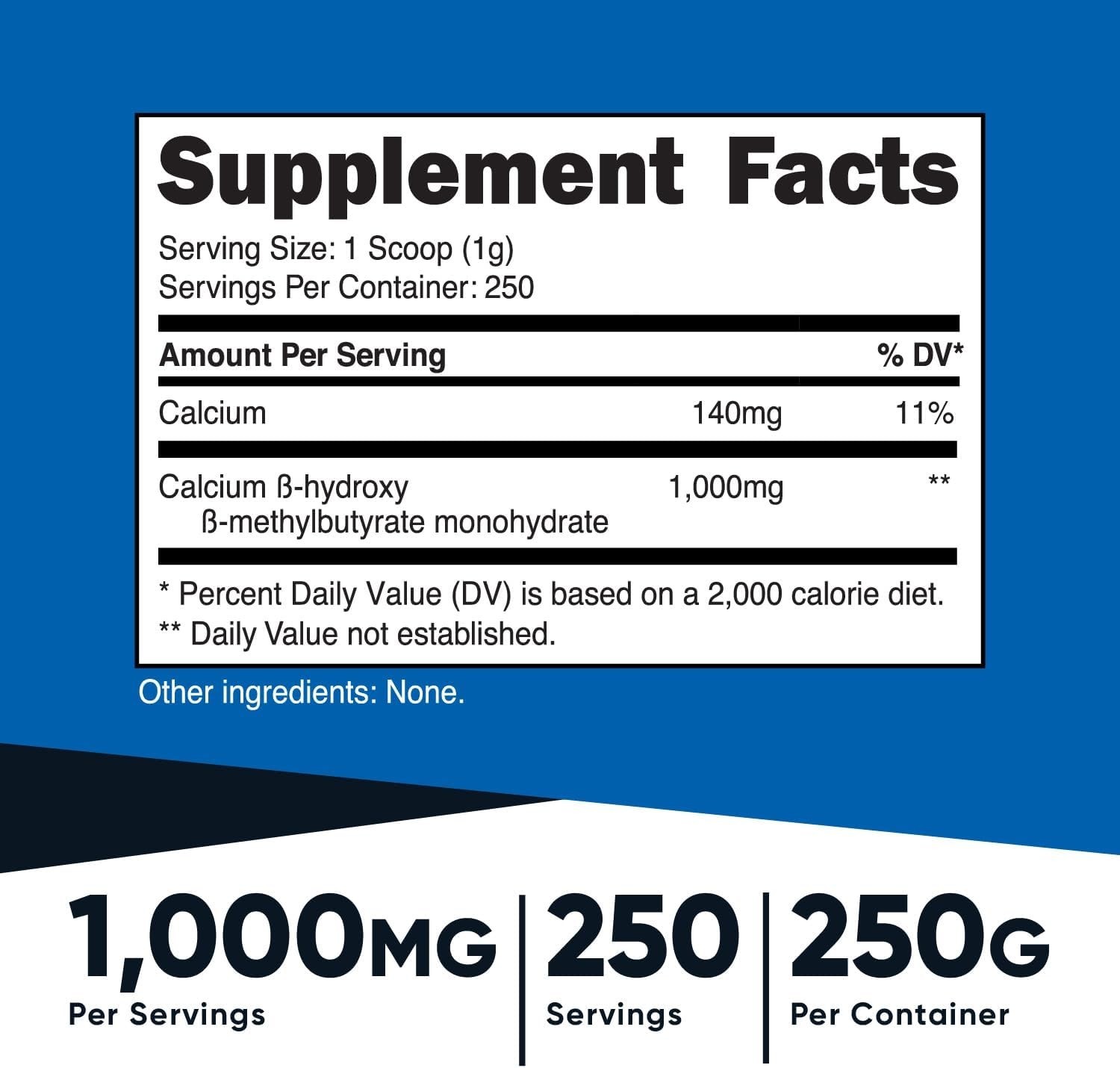 250g Beta-Hydroxy HMB Powder – Unflavored, Muscle Recovery Supplement