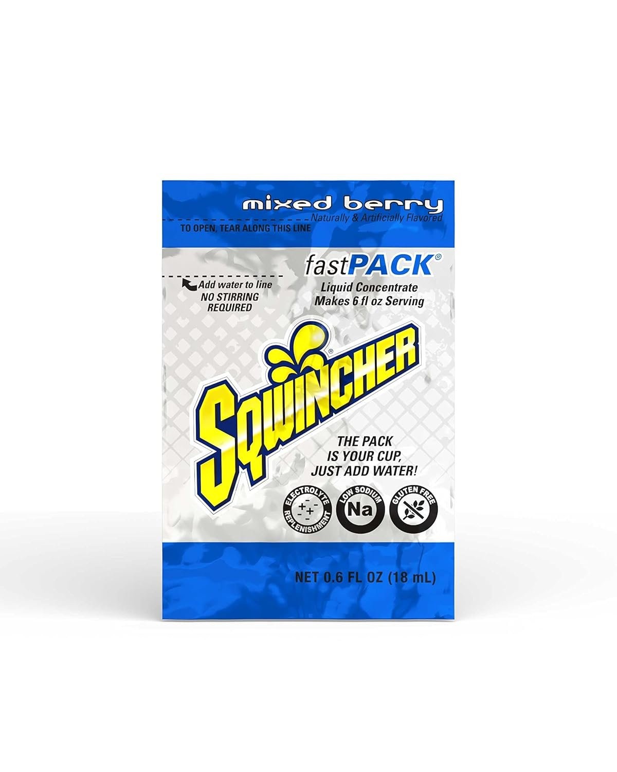 Sqwincher 0.6 FL OZ Fast Pack Mixed Berry Concentrate Lot of 50