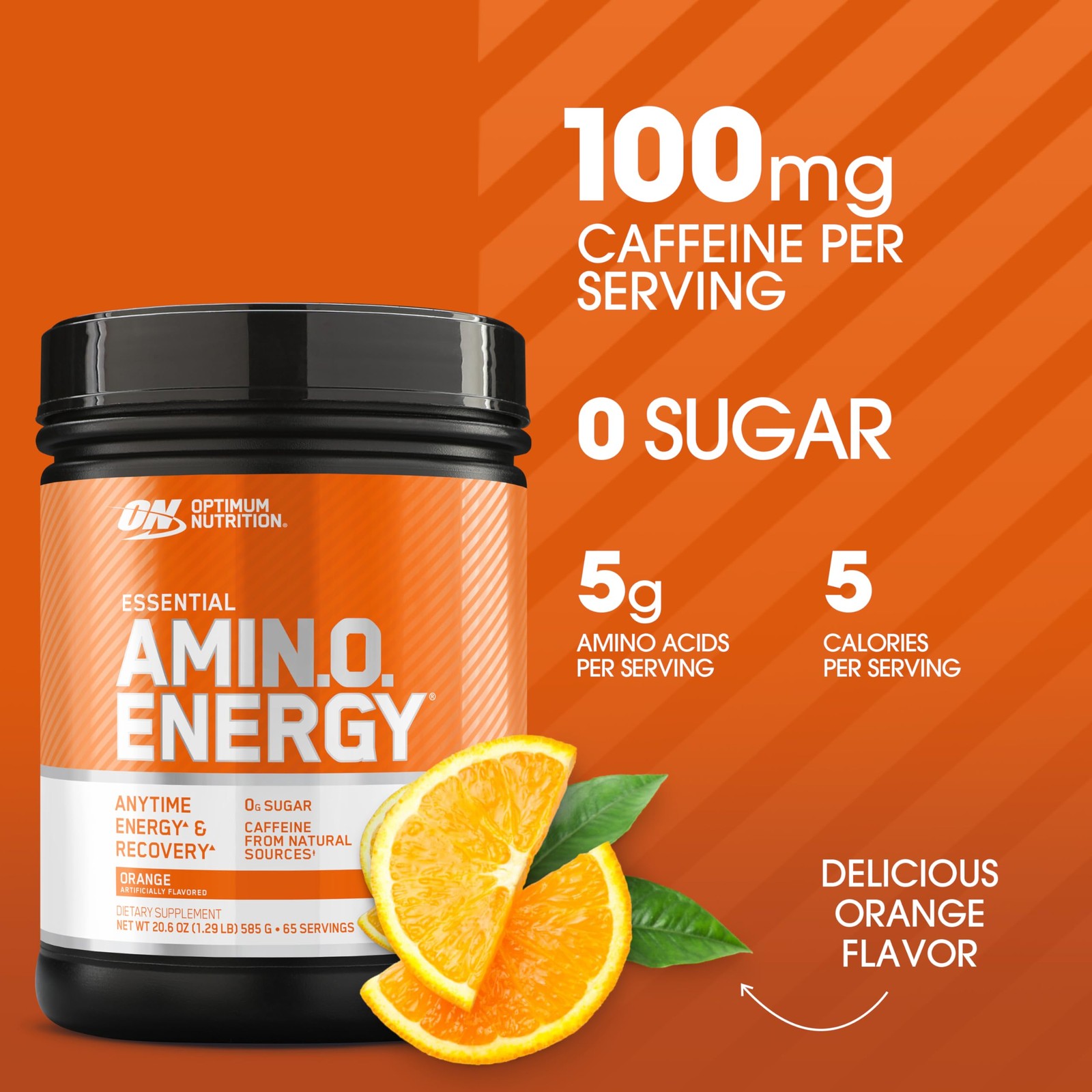 Amino Energy Powder Pre Workout BCAA Green Tea 65 Servings Concord Grape Optimum
