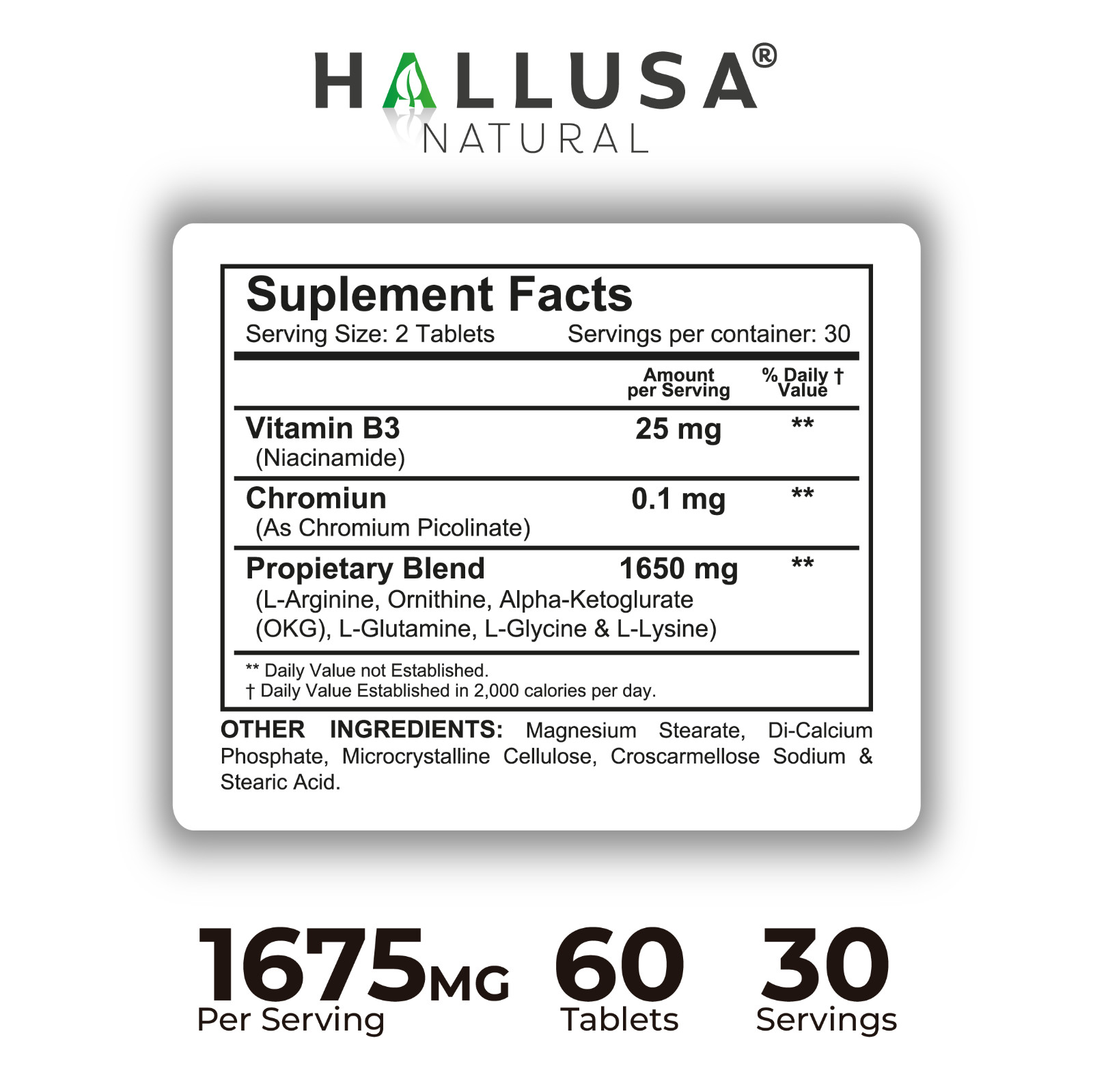 HGHBooster Natural Growth Support, Amino Acids Nitric Oxide Support – 60 Tablets
