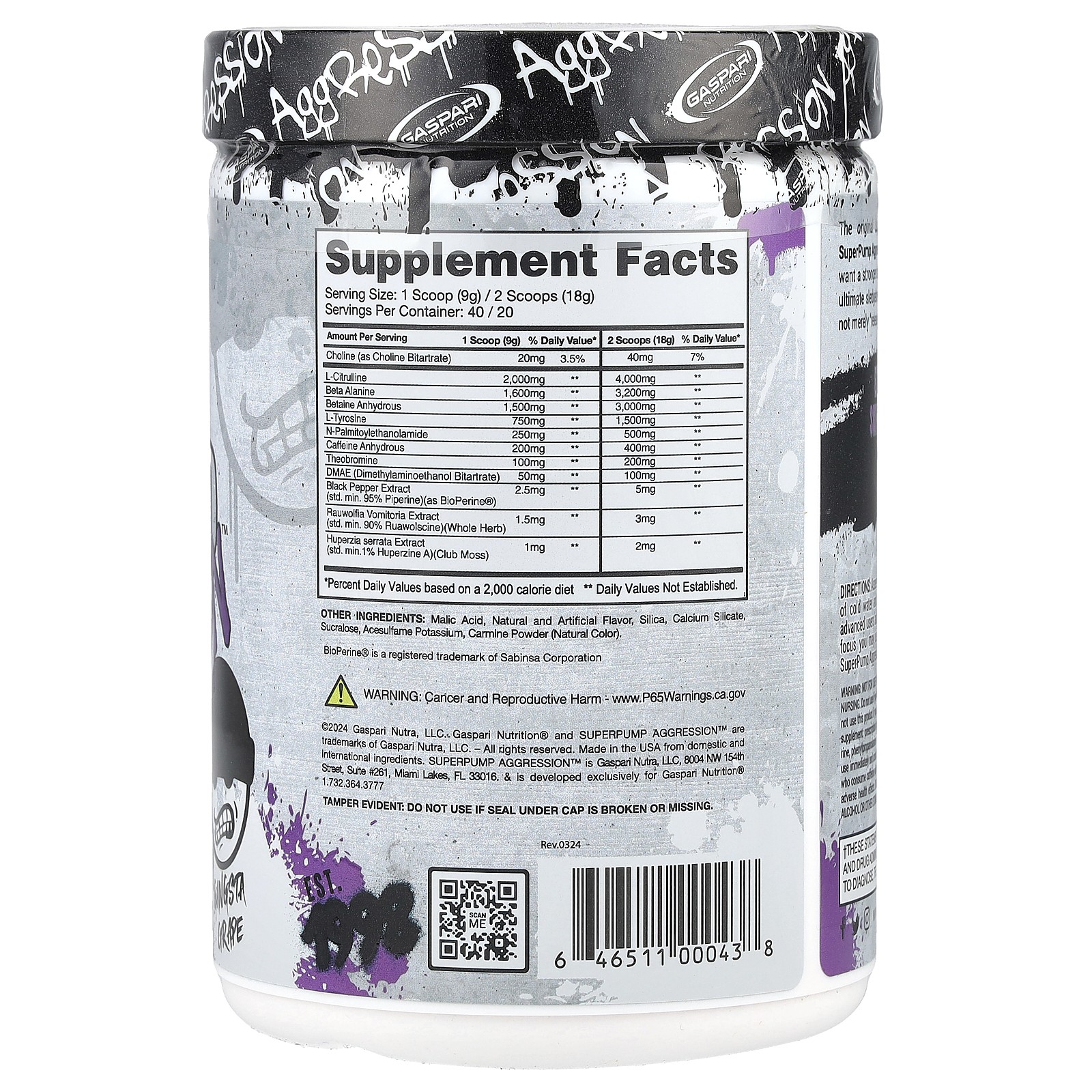 SuperPump Aggression™, Pre-Workout, Gangsta Grape, 360 g