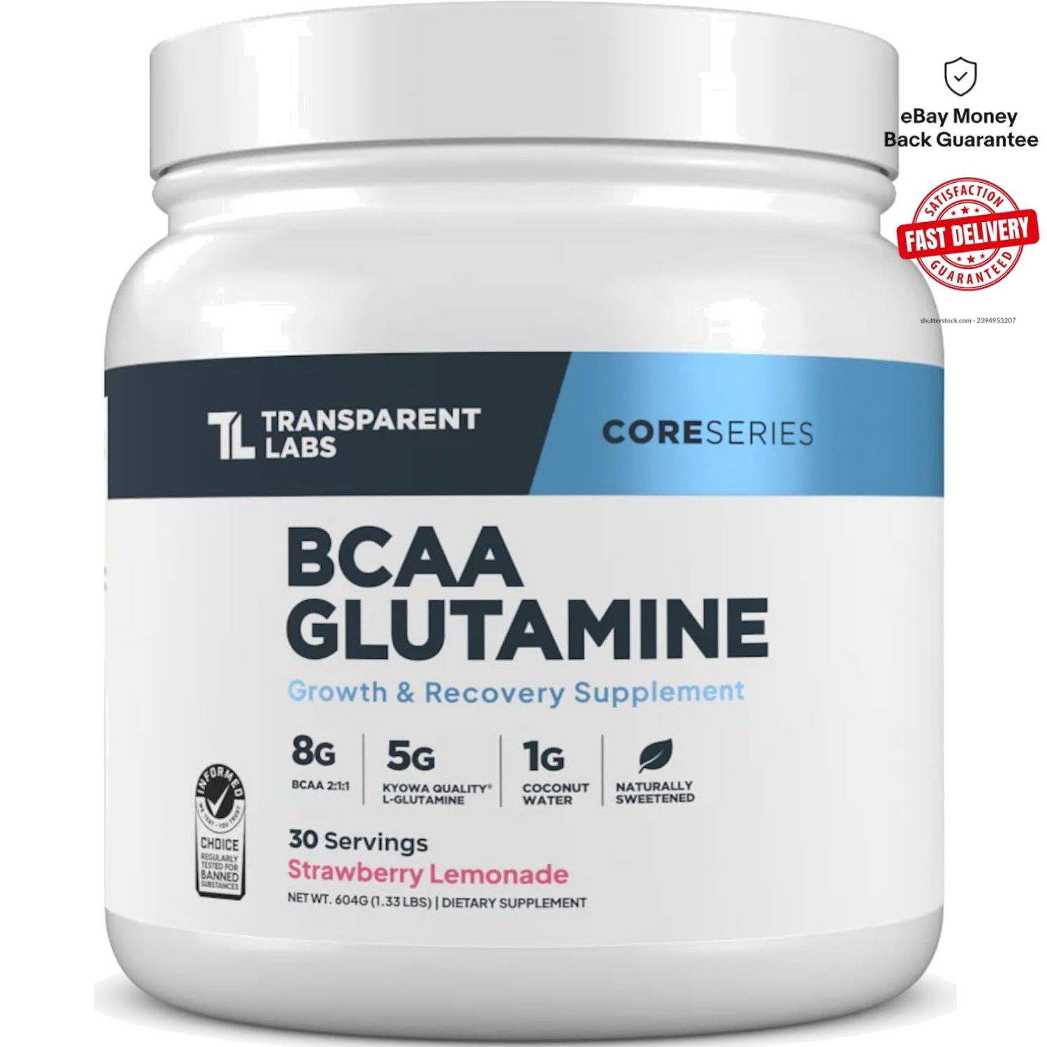 BCAA Glutamine Powder – 30 Servings of Strawberry Lemonade for Endurance