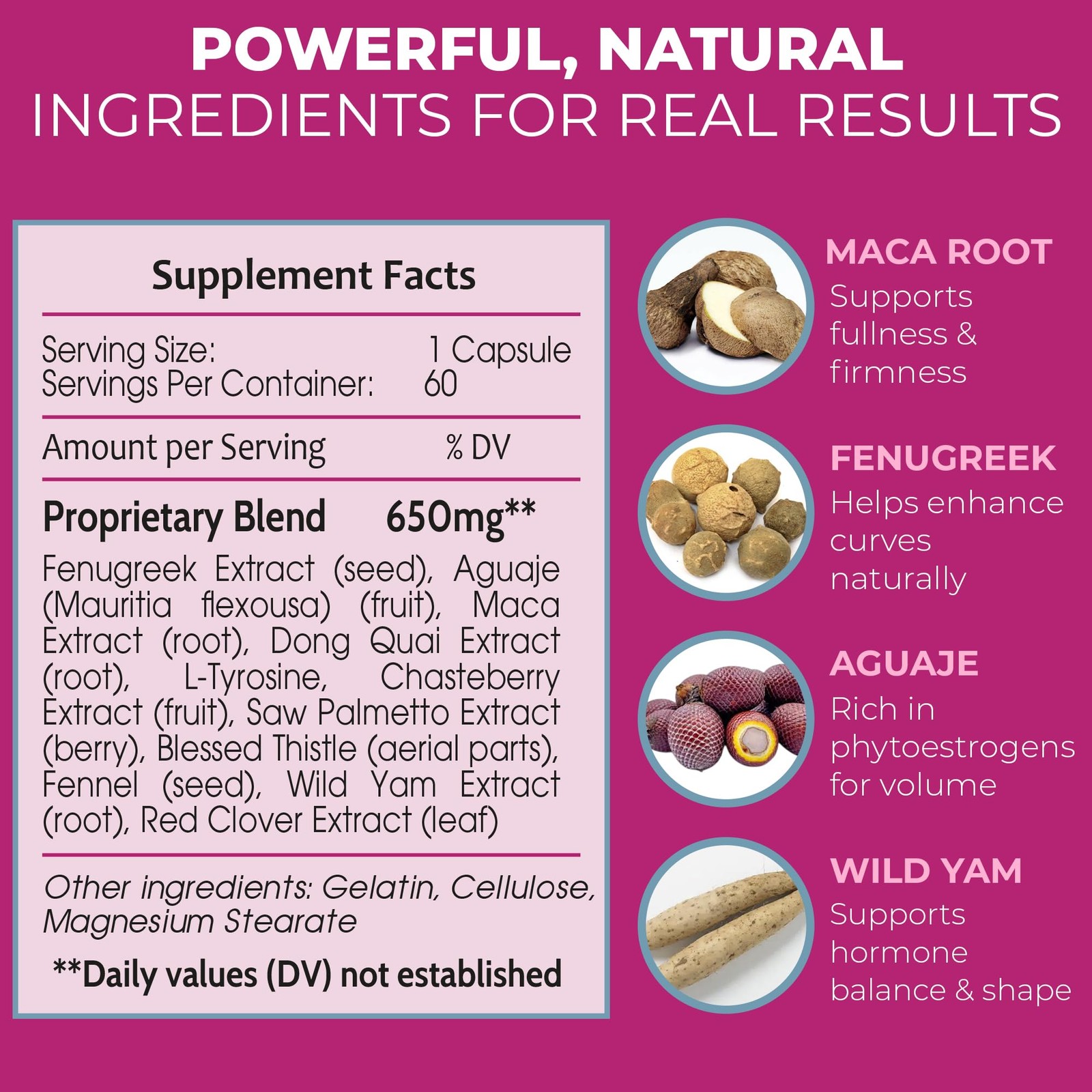 Booty Magic Butt Enhancement Pills – 2 Months Supply of 60 Count (Pack 1)