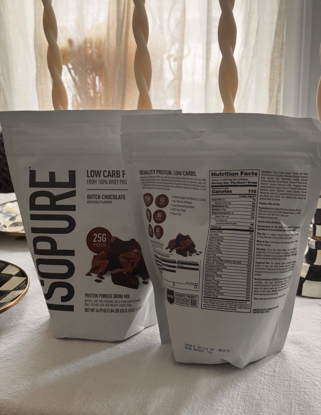 Isopure Low Carb Protein Powder Dutch Chocolate, 1.04LB Bag Lot Of 2 Exp 2027