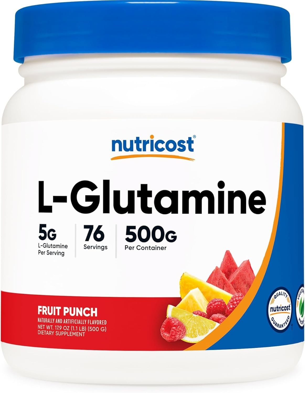 Gluten-Free L-Glutamine Powder 500g – 76 Servings in Fruity Punch Flavor