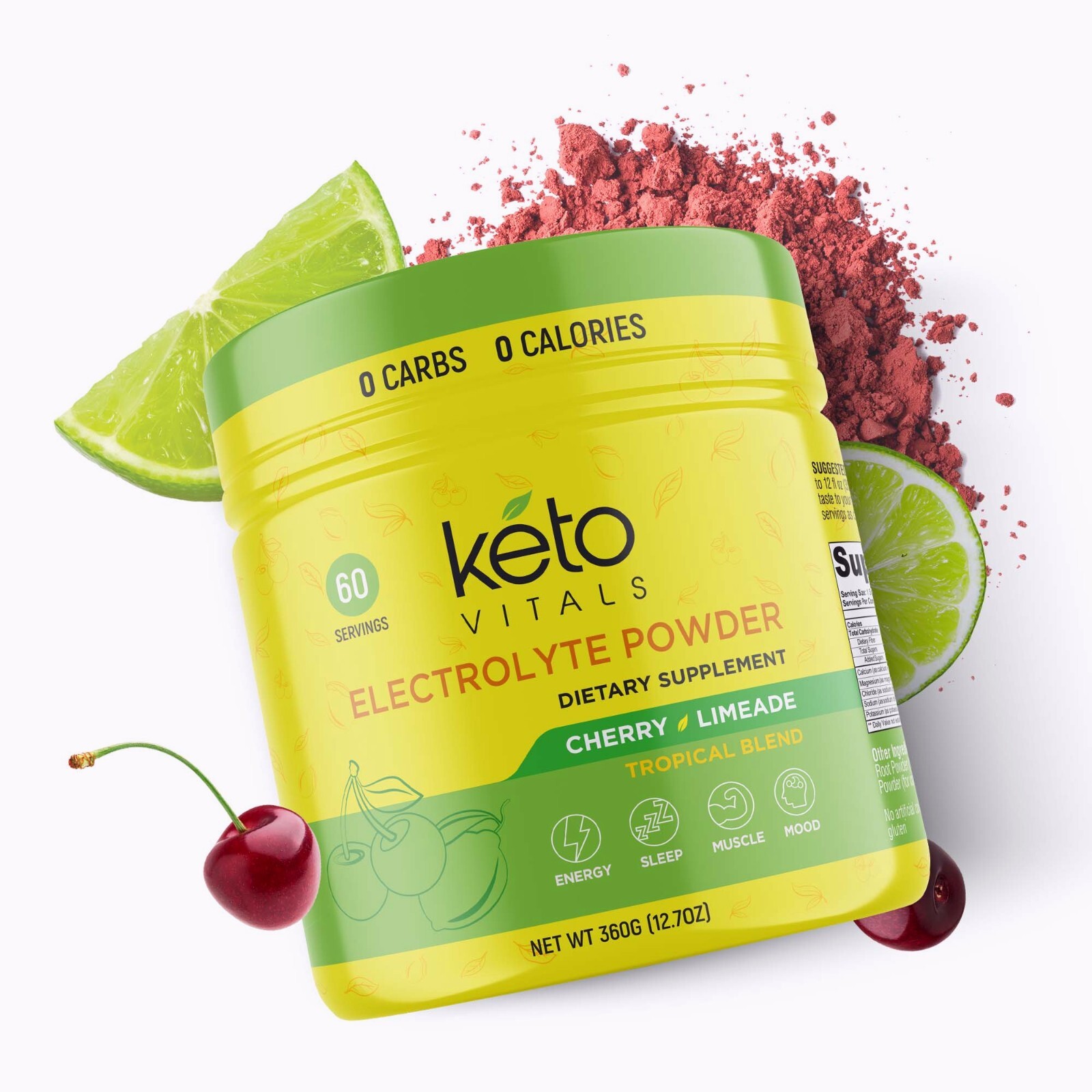 Keto Vitals Electrolyte Powder Cherry Limeade Energy Drink