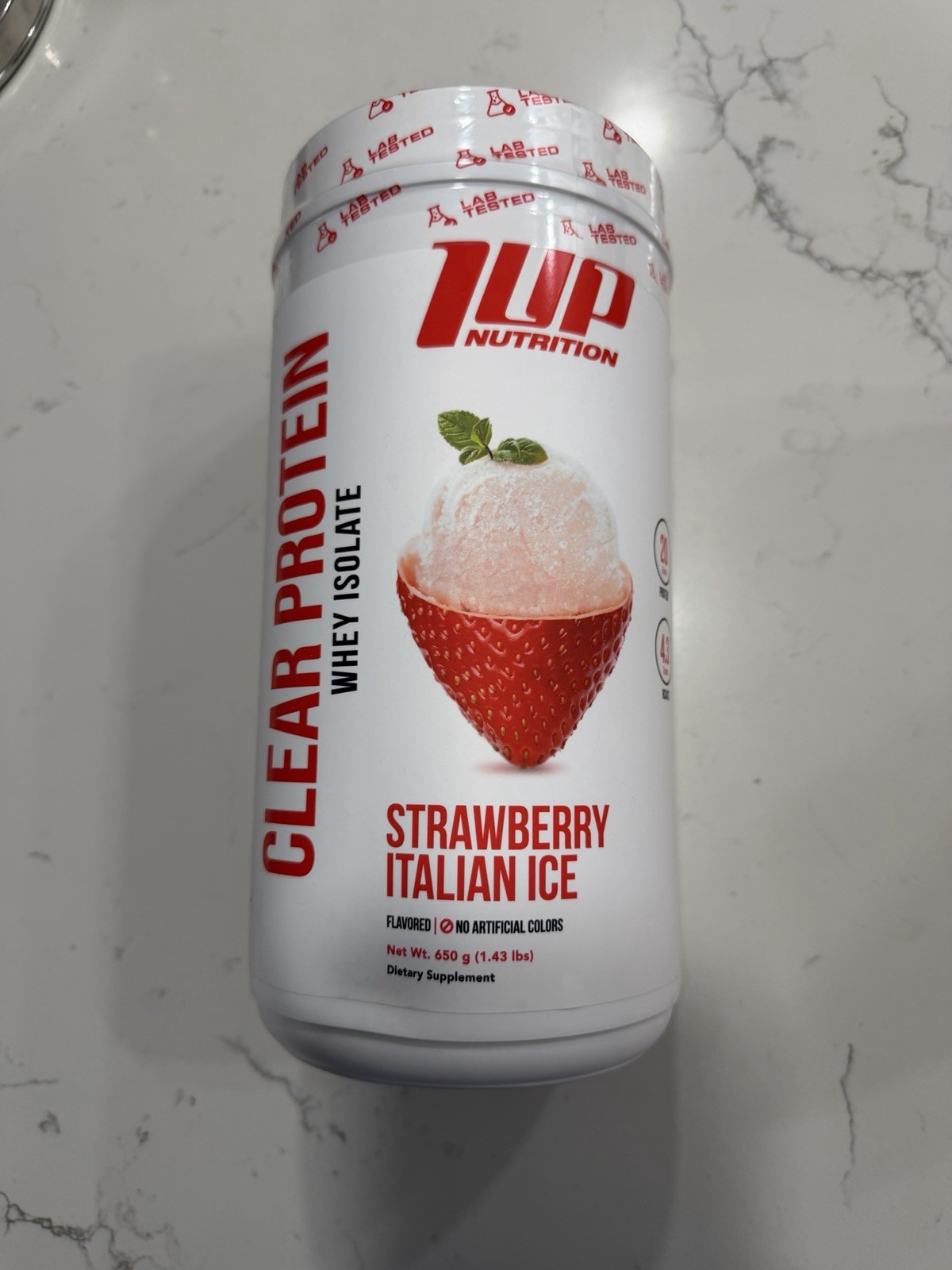 1UP Nutrition Clear Protein Whey Isolate Powder Strawberry Italian Ice 650g 0927