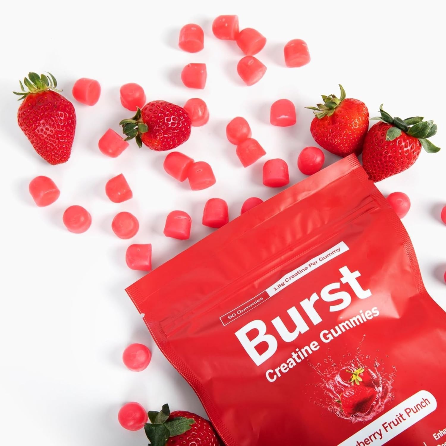 Natural Creatine Gummies for Strength & Recovery – Strawberry Flavor, 90 Gummies